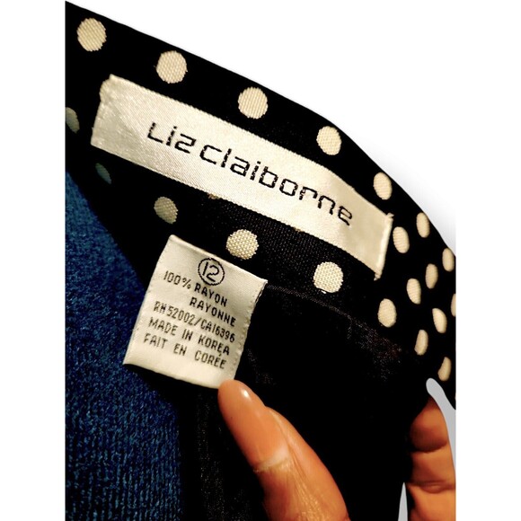 Liz Claiborne 2 Piece Skirt Set Polka Dot Women's 12 Rayon Black - Picture 7 of 9